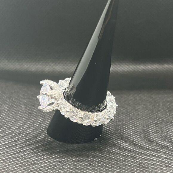 Silver Zirconium Eternity Ring-Sparkling Elegance - Picture 7 of 11